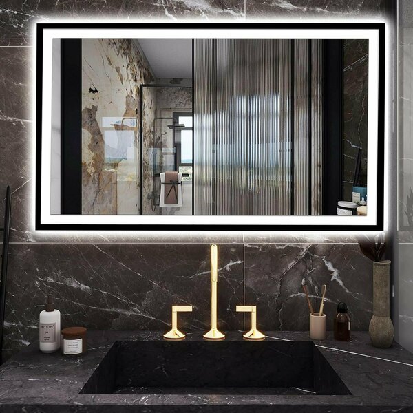 Chery  Industrial LED Bathroom Vanity Mirror for Wall, Backlit + Front-Lighted, Dimmable 48x32 L001B12080